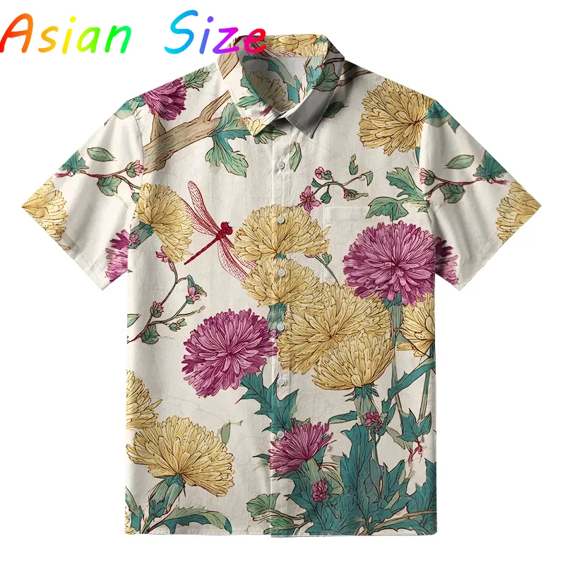 The New Design Flower 3D Print Trendy Vintage Casual Floral Shirts Beach Party Bloses Short Sleeve Camisa Female Hawaiian Shirts