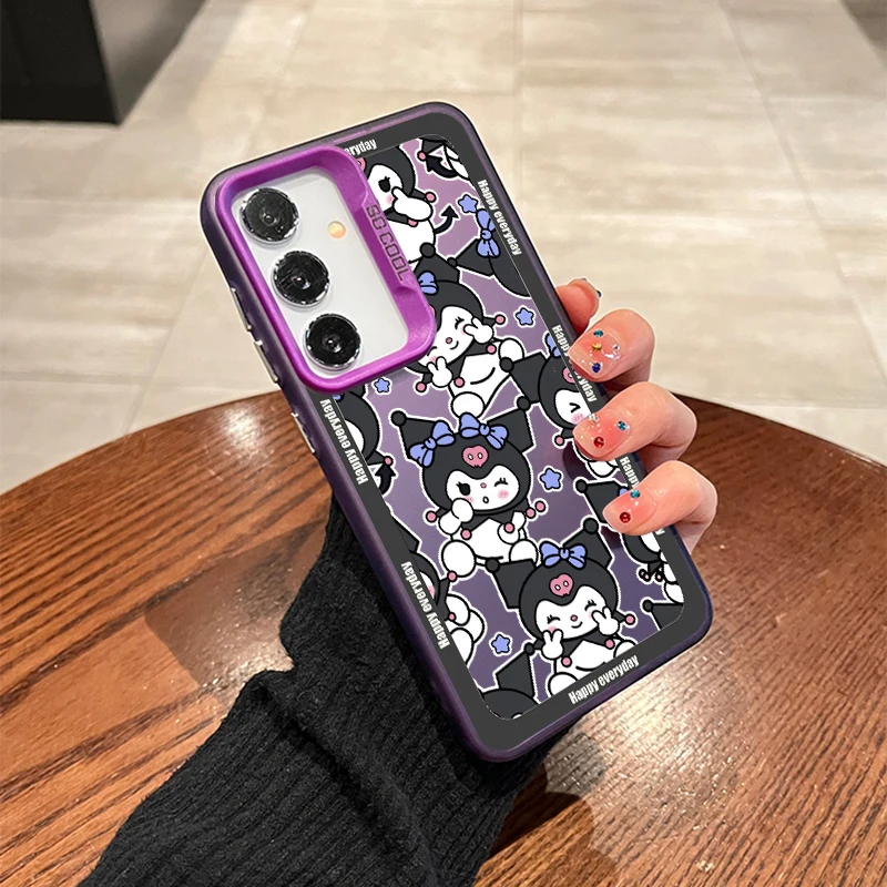 Kuromi Cinnamoroll Sanrio Art For Samsung Galaxy S24 S23 S22 S21 S20 Note 20 Ultra Plus FE 5G Colorful Silver Back Phone Case image 3