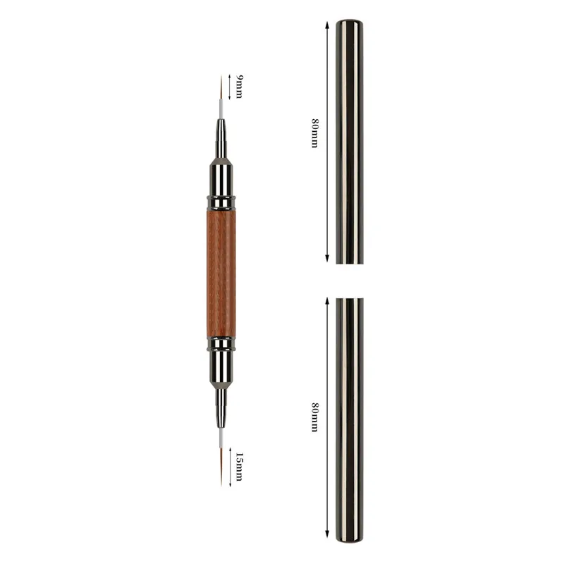 Dubbele kop sandelhout handvat Art Liner DIY schilderij borstel tekening lijnen streep bloem schilderij pen UV gel borstel