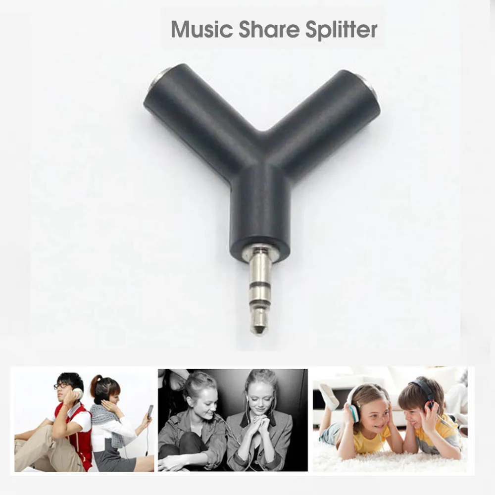 Mini Y Shape 3.5mm Jack Male to 2 Female M/F Two-way Audio Headphones Splitter Double Jack Headset Connector Adapter