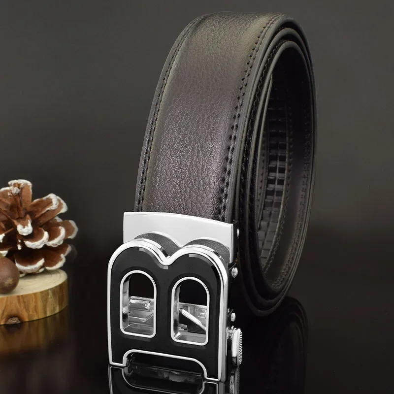 High-quality Men's Belts Business Casual B Automatic Buckle luxury Leather Two-layer Cowhide All-match Suit Belt for Men 3.5cm