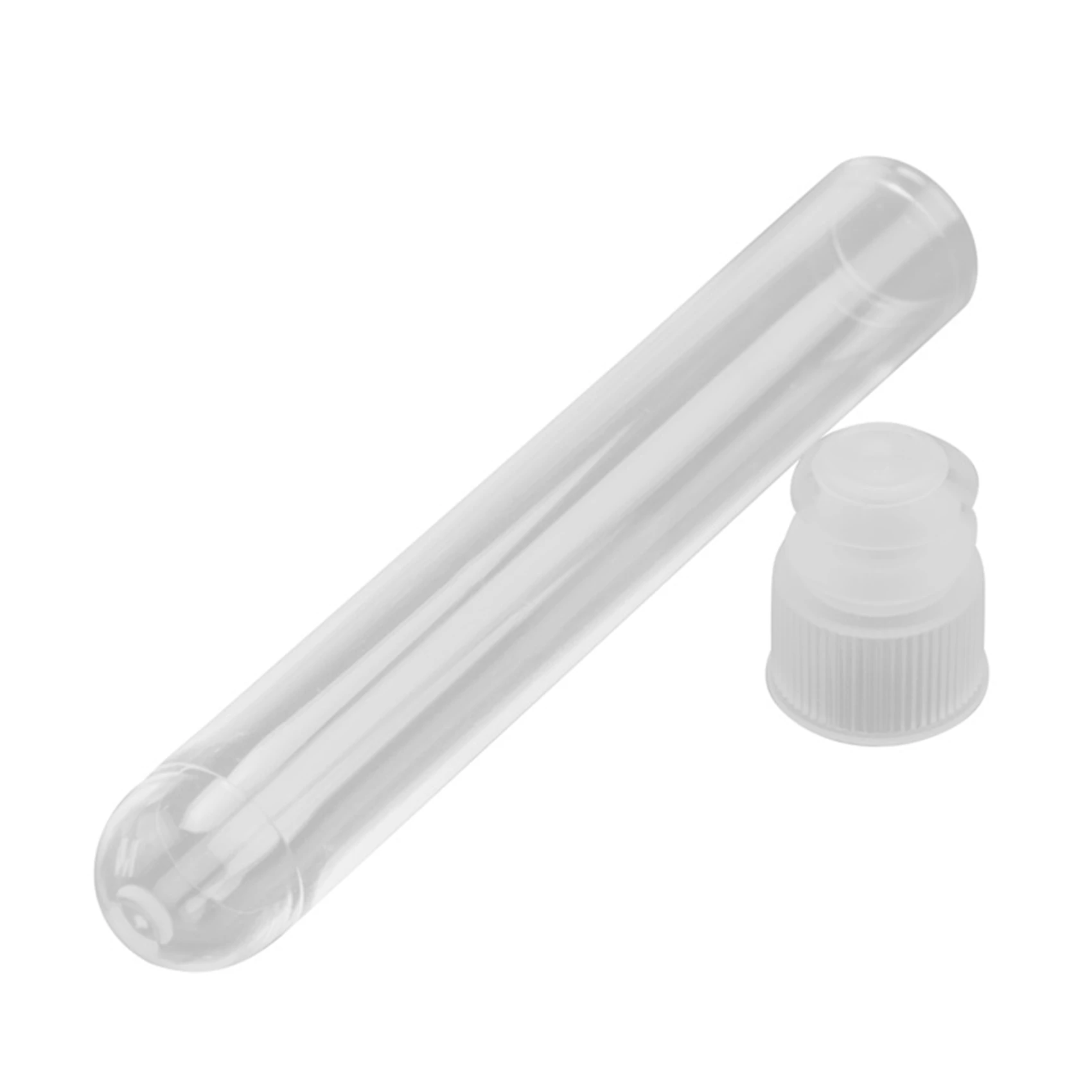 A03V 100Pcs Clear Plastic Test Tubes with White Screw Caps Sample Containers Bottles Push Caps 12X75mm