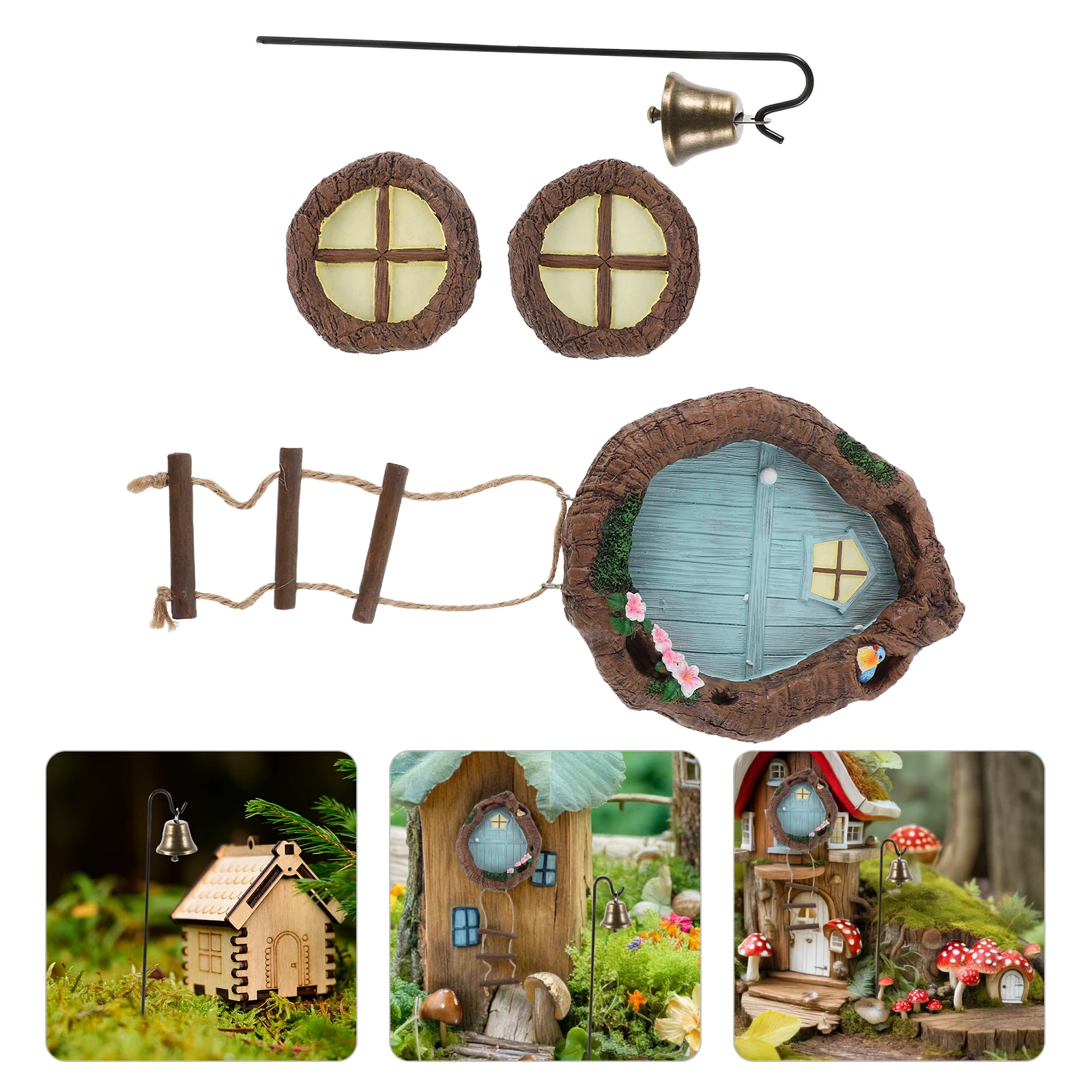 

Glow in the Dark Garden Hanging Ornaments Resin Fairy House Doors Miniature Gnome Home Outdoor Wall Hanging Durable Weather