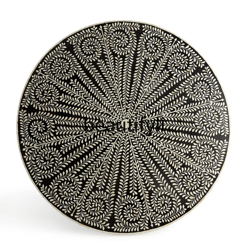 طاولة طعام من الخشب الصلب الأمريكي القديم، مجموعة طاولة مستديرة من الخشب الصلب الكلاسيكي الجديد المرسوم يدويًا، وتناول الطعام