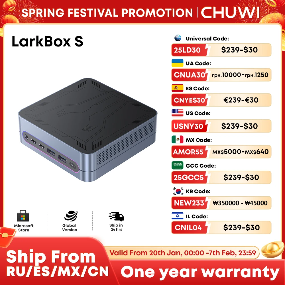 CHUWI LarkBox S MiniPC Intel i3-1220P UHD Graphics 10 cores and 12 threads 16GB RAM 512GB SSD Desktop Gaming Computer Mini PC