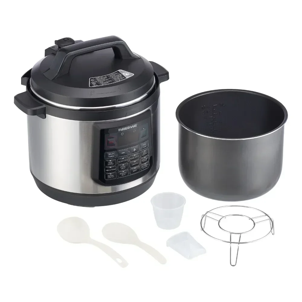 8-quart 7-in-1 programmable rice cooker with 12 preset functions and LED display, suitable for kitchens and dormitories