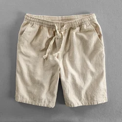 Pantaloncini da spiaggia estivi in cotone e lino per uomo pantaloni Casual da uomo con coulisse allentati colorati venduti pantaloni corti da uomo 6XL 5XL 4XL