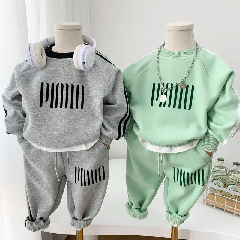 

Boy's Sportswear Fashion Children's Spring and Autumn Sweater Two-Piece Set 2023 New Children's Casual Children's Clothing