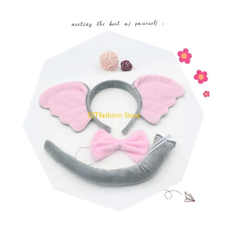 Y5GC 3 piezas Diadema oreja elefante para cumpleaños Navidad Halloween