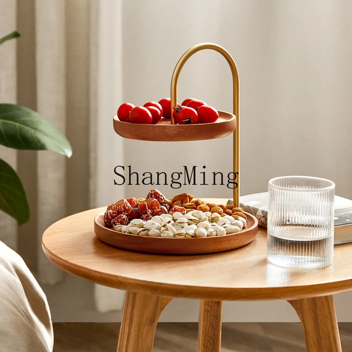 FG household high value simple double-layer tray household living room snack fruit round rack creative decorative ornament