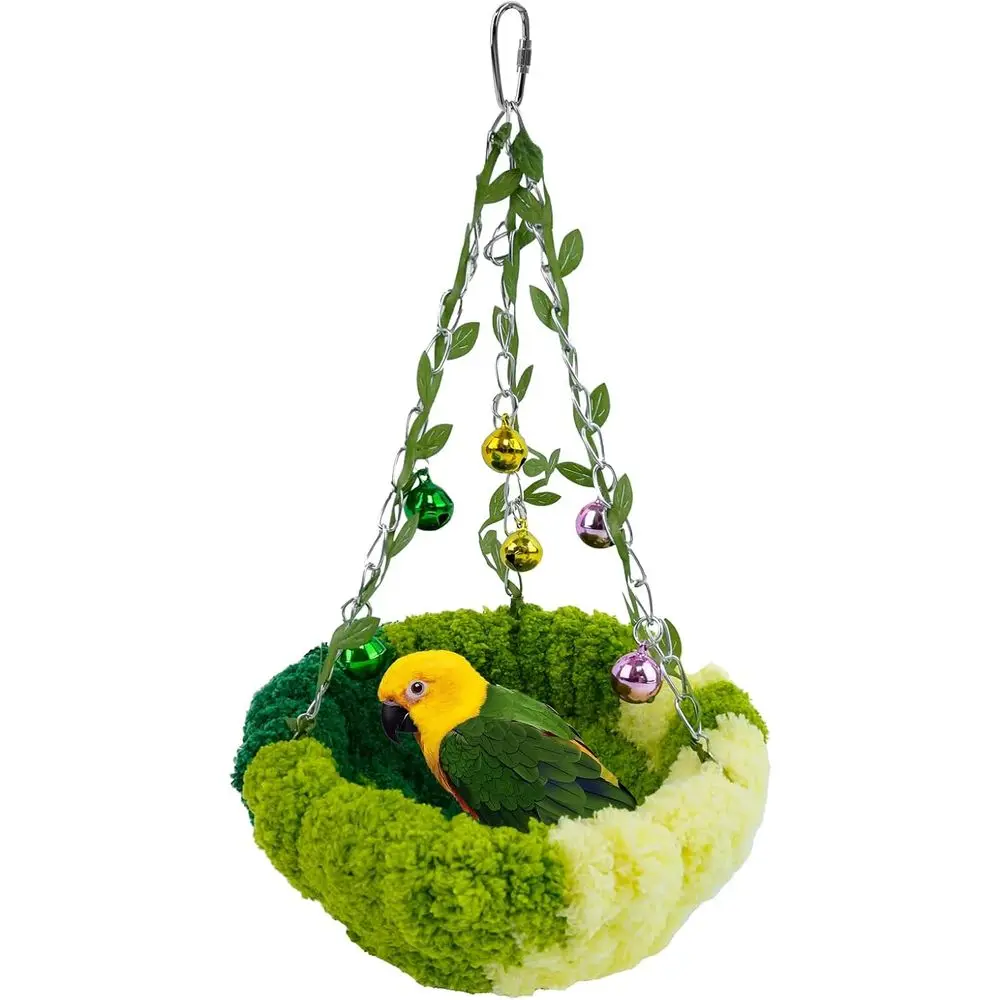 

Hanging Bird Bed for Indoor & Outdoor Use - Ideal for Conure, Budgie, Cockatiel, Lovebird, Canary - Plush Nest for Small Pets