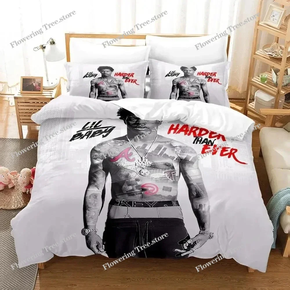 Rapper Lil Baby Bedding Set Boys Girls Twin Queen Size Duvet Cover Pillowcase Bed Kids Adult Fashion Home Textileextile