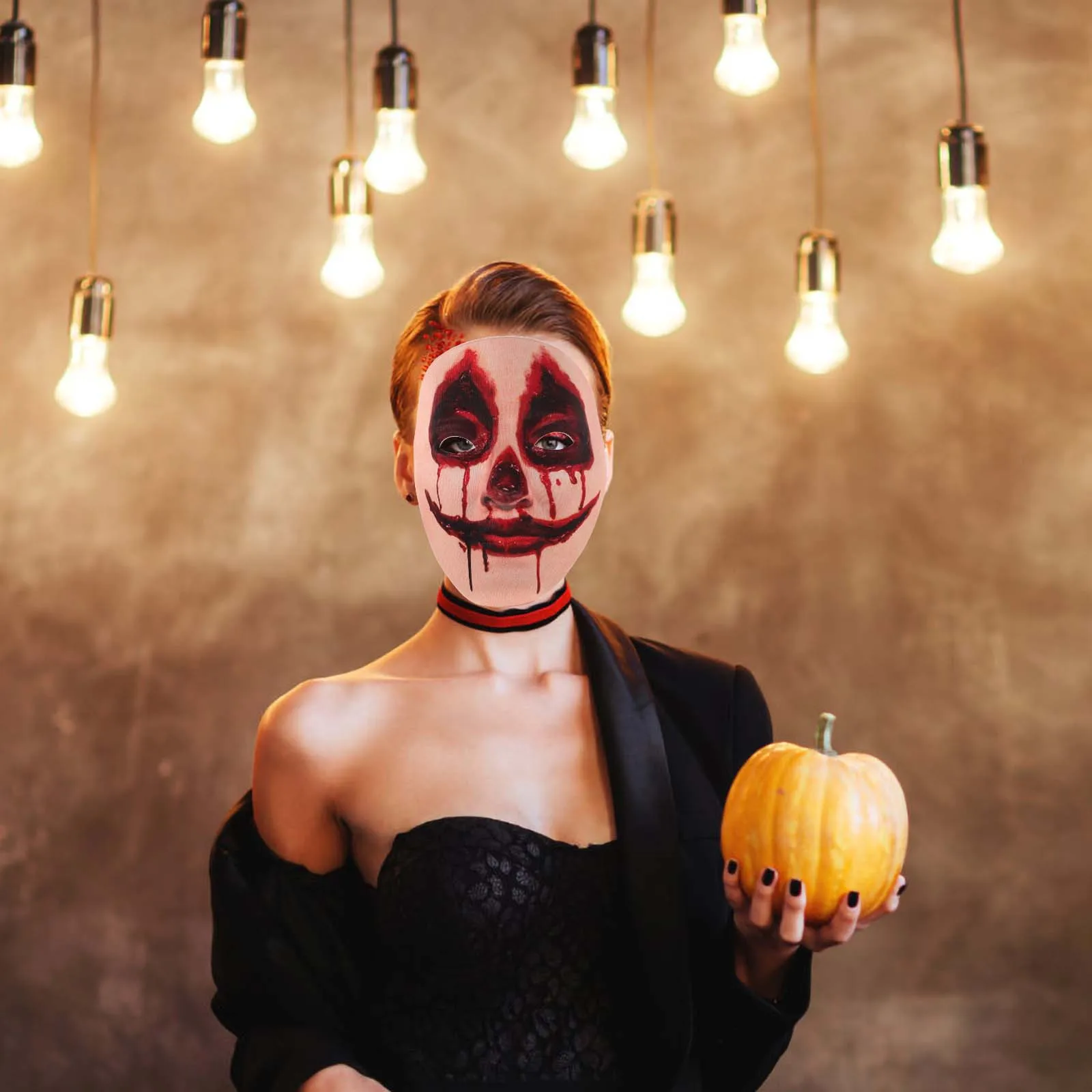 Disfraz de terror realista de Halloween de novia sangrienta, demonio, fantasma, Eva, mujer aterradora, purga, Cosplay, máscara de calavera espeluznante para