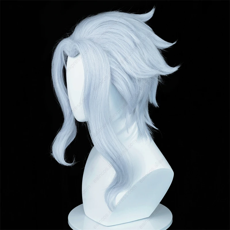 Fatui Cosplay Wig para Halloween Party, cabelo sintético, resistente ao calor, azul Doctor ume, azul claro, 45cm