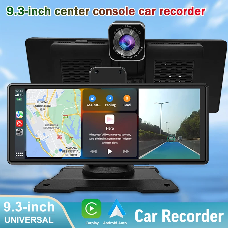 

Ahoudy 9'' Dash Cam Rearview Camera Carplay & Android Auto 4K+1080 Video Navigation Recorder Dashboard Car Mirror 24H Park AUX