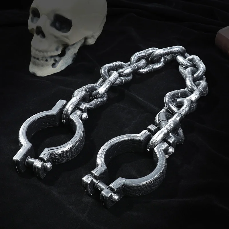 Plastik-Handschellen für Halloween, Simulierte Gefängnisfesseln mit Kettengliedern für Halloween-Party, Cosplay-Kostüm-Requisite – Detail 4