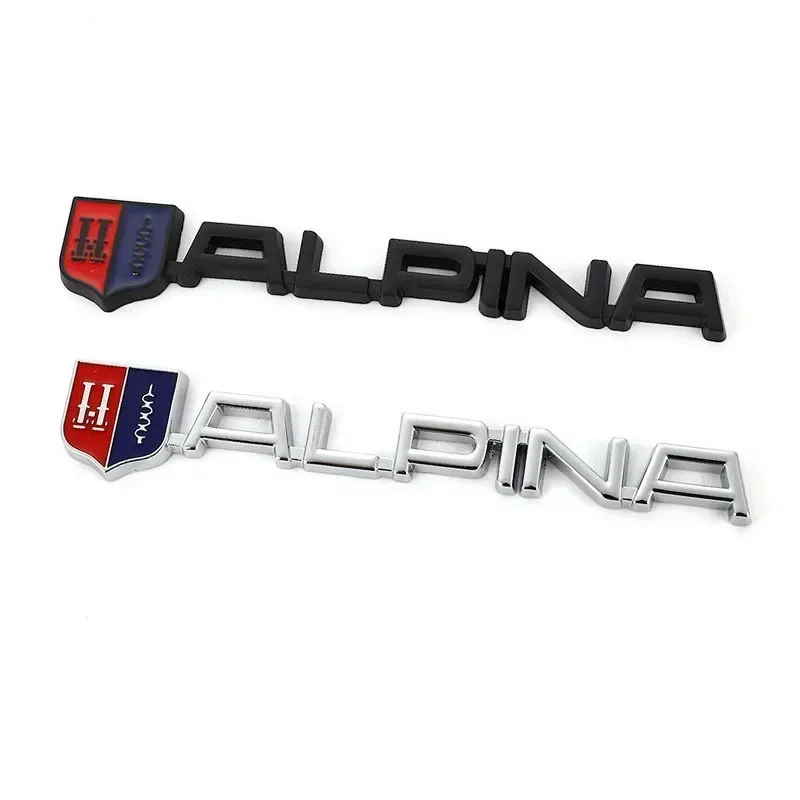 3D Metal Chrome Black Logo ALPINA Rear Trunk Fender Emblem Sticker Car Front Grill Badge Decaks Auto Styling Accessories