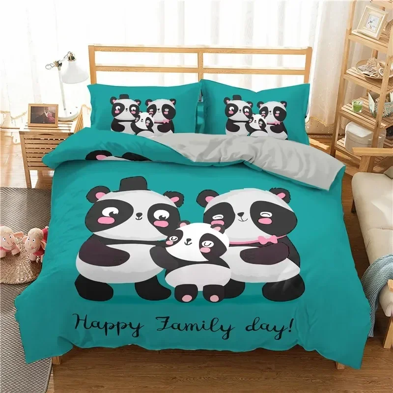 

Lovely Cartoon Panda Supplies Set Duvet Cover Set Bedding Sets For Adults Bed With Pillowcases No Filling Luxury Birthday Gifts