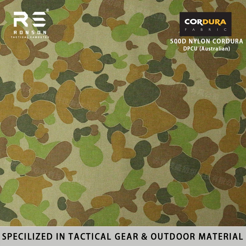 

DPCU Old Australian Camouflage 500D Nylon Kaudula Waterproof PU Printed Breathable Ripstop Weft Coated Tactical Gear Bags Fabric