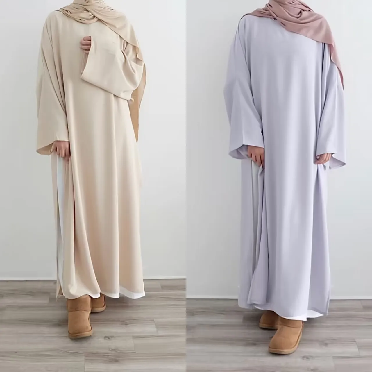 Ramadan Eid Djellaba garnitury Abayas Dubai dwuczęściowe zestawy muzułmanki abaya pod sukienką biała islamska odzież z indyka dubajskiego