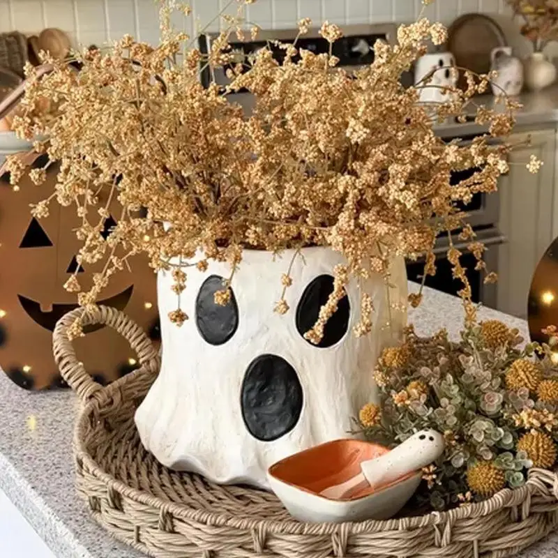 Ghost Buckets Treat Halloween Trick Or Treat Holder Candy Buckets Large Capacity Halloween Candy Basket For Windowsill Snacks