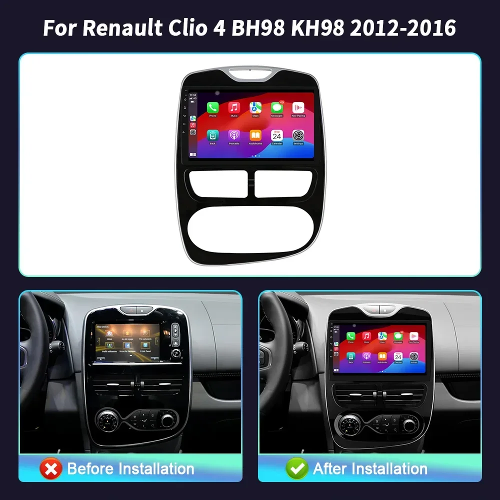 Android 14 Auto For Renault Clio 4 BH98 KH98 2012-2016 Wireless Apple Bluetooth Carplay Car Radio Multimedia Touch Stereo Screen