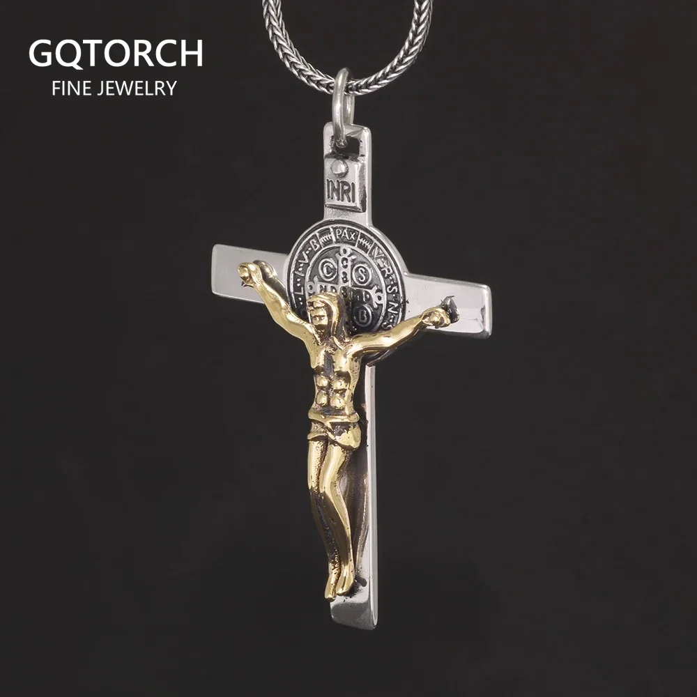Pendentif croix en argent 925 pour homme et femme, Crucifixes catholiques de jésus, 3 tailles