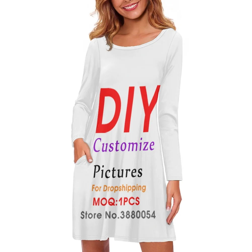 

Noisydesigns New Custom Women Two-pocket Casual Dress 4XL Luxury Floral Print 2022 Ladies Shoping Party Club Vestidos Dropship