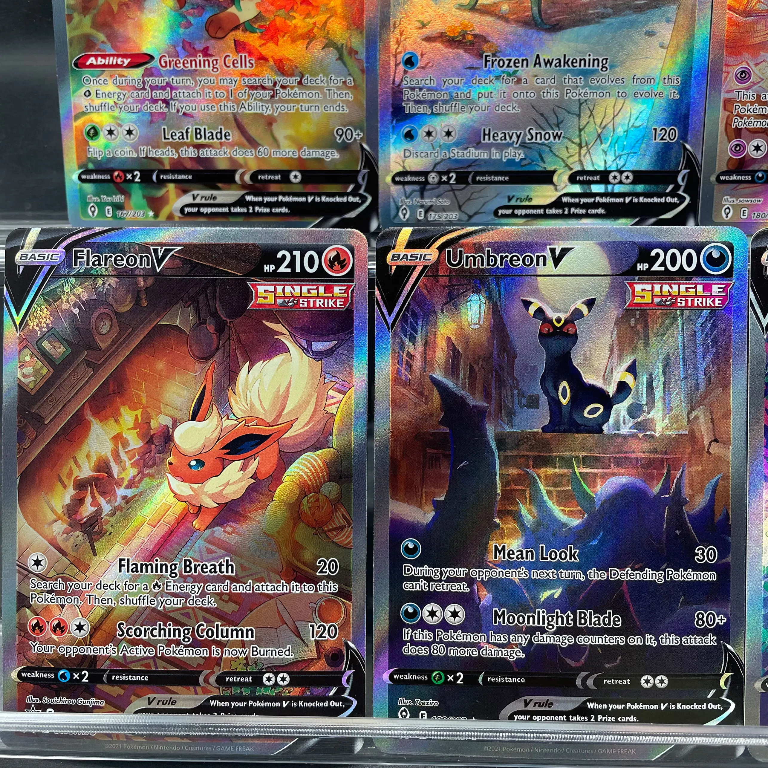 1 قطعة لتقوم بها بنفسك PTCG Eeehrutions النسخة الإنجليزية Leafeon Glaceon Flareon Umbreon Vaporeon الانكسار اللون فلاش جمع بطاقة #5