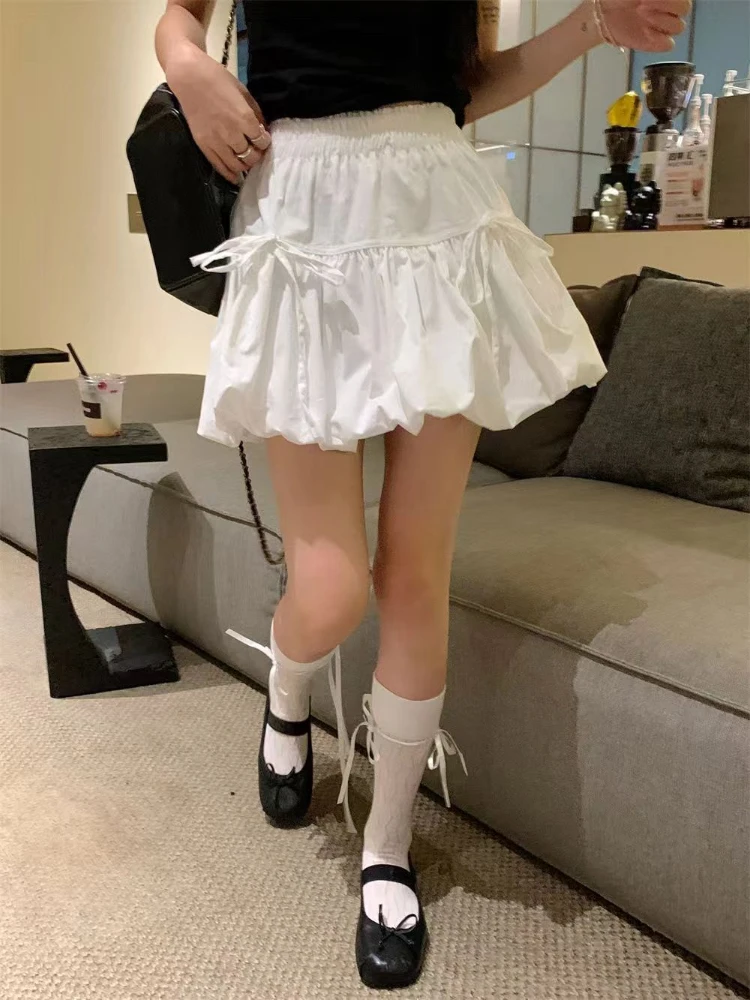 Kawaii القوس التنانير النساء النمط الياباني الصيف تلميذة لطيف الجمالية عادية موضة صغيرة الإمبراطورية كل مباراة عطلة الشارع الشهير