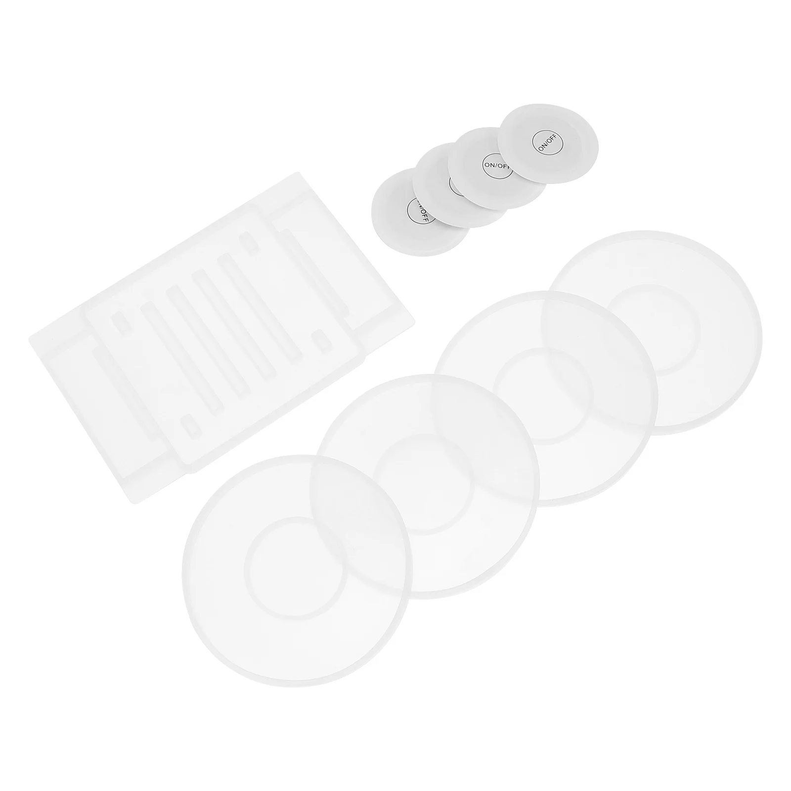 1 set Cd Glow Coaster Mold Set With 4 Stickers For Diy Silicone Durable Flexible Home Decor Craft Mold Jewelry