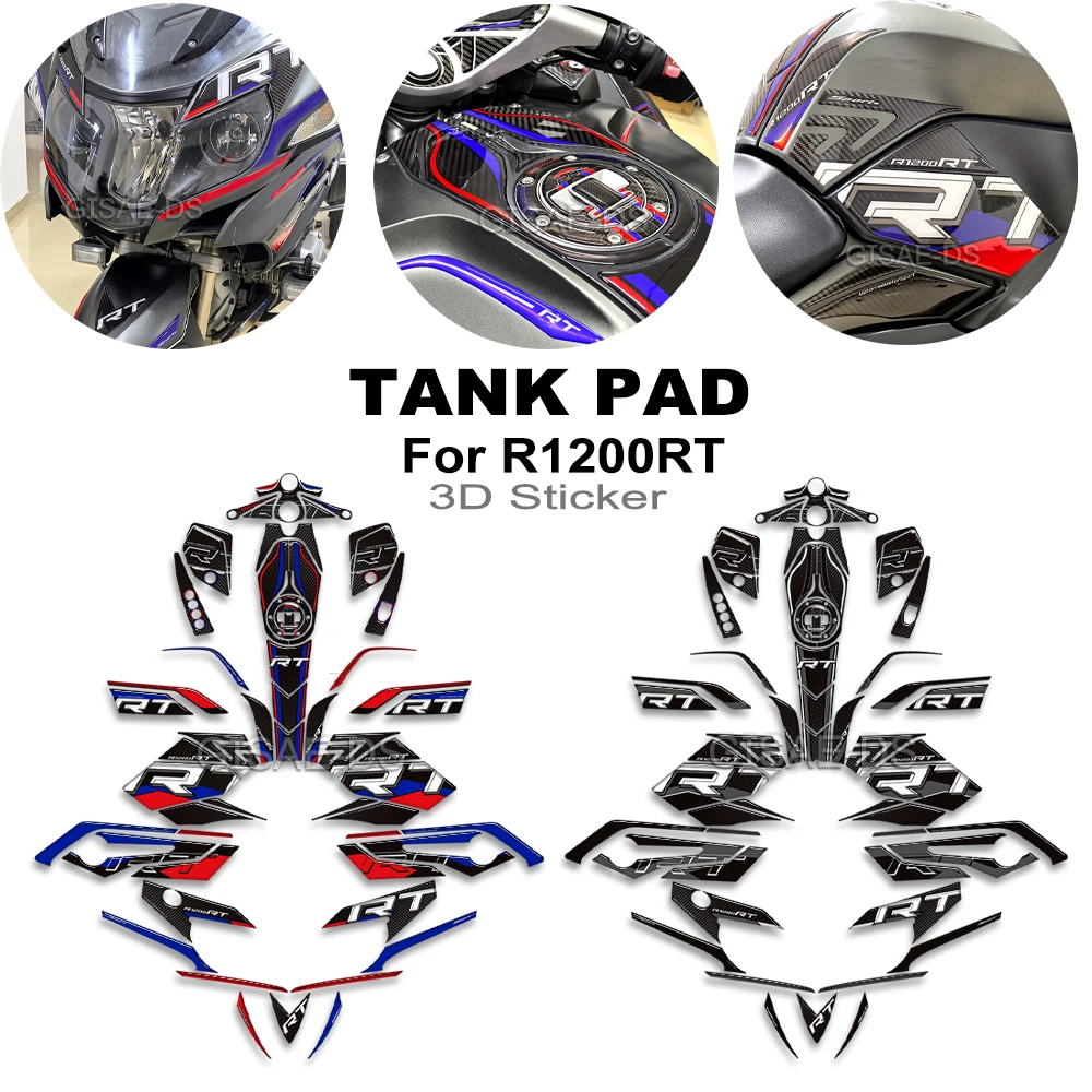 Tank Pad Kit Knee 3D Stickers Decals Fairing Fender Mudguard Trunk Luggage Cases For BMW R1200RT R 1200 RT R1200 Accessories