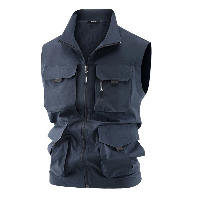 

Men's New Work Vest Jacket Four Season Regular Style Slim Fit Windbreaker Many Pocket Jacket Men Photography Sleeveless Jackets