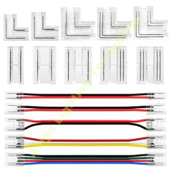 5Pcs Quick Connectors for 5V 12V 24V 5mm 8mm 10mm COB Led Strip Light 2Pin 3Pin 4Pin Quick Connectors Electric Wire Connection