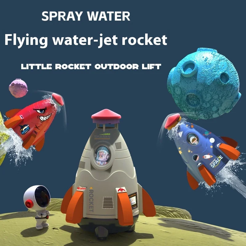 Space Rocket Sprinkler Rotating Flying Children'S Water Play Toy Outdoor Water Pressure Sprinkler Parent Child Games  Gift