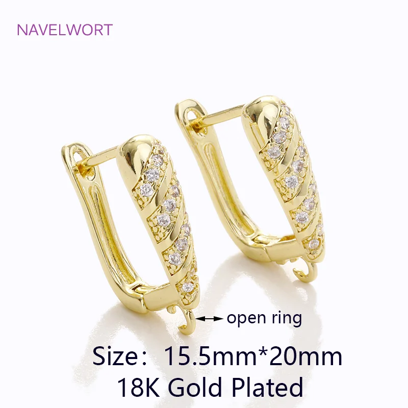 DIY Kreative Verschluss Earwire 18K Gold Überzogene Zirkon Ohrring Haken Verschlüsse Natur Shell Ohrring Verschlüsse Zubehör Großhandel – Detail 17