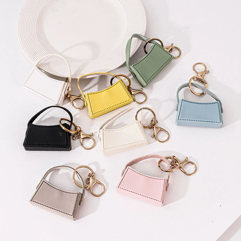 Mini Keychain Cute Small Curved Bag Candy Color Keyring Creative Decoration Bag Pendant