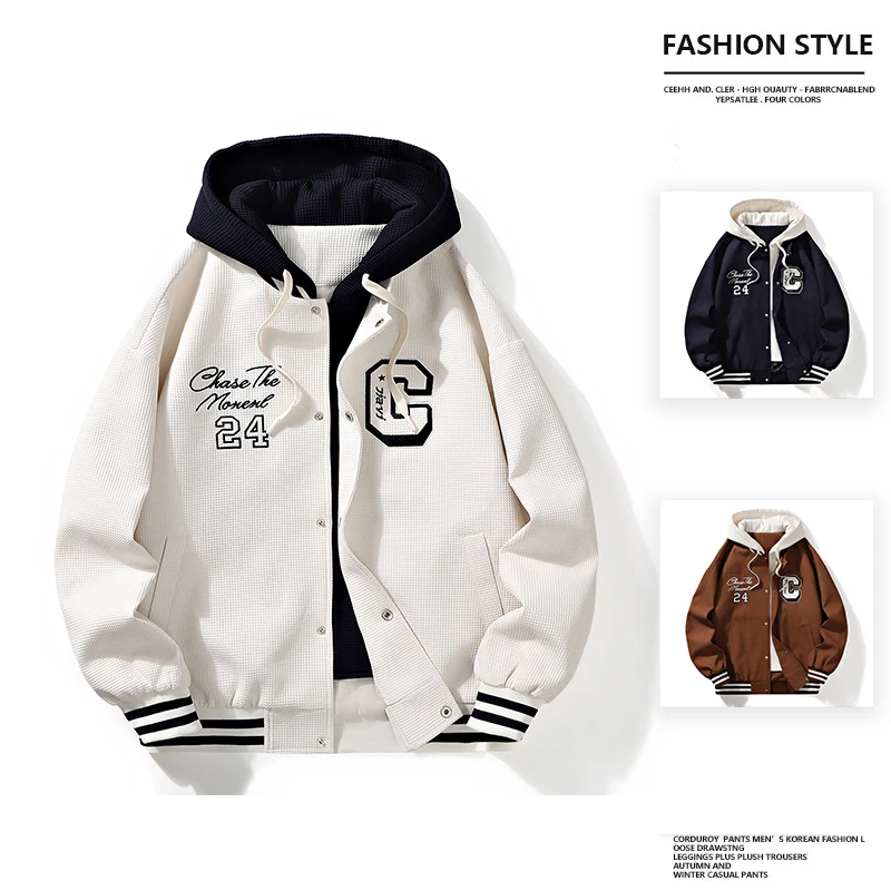 

Новая мужская повседневная куртка в японском стиле 2025 года, модная осенняя свободная тонкая куртка с капюшоном для пар, бренд HE