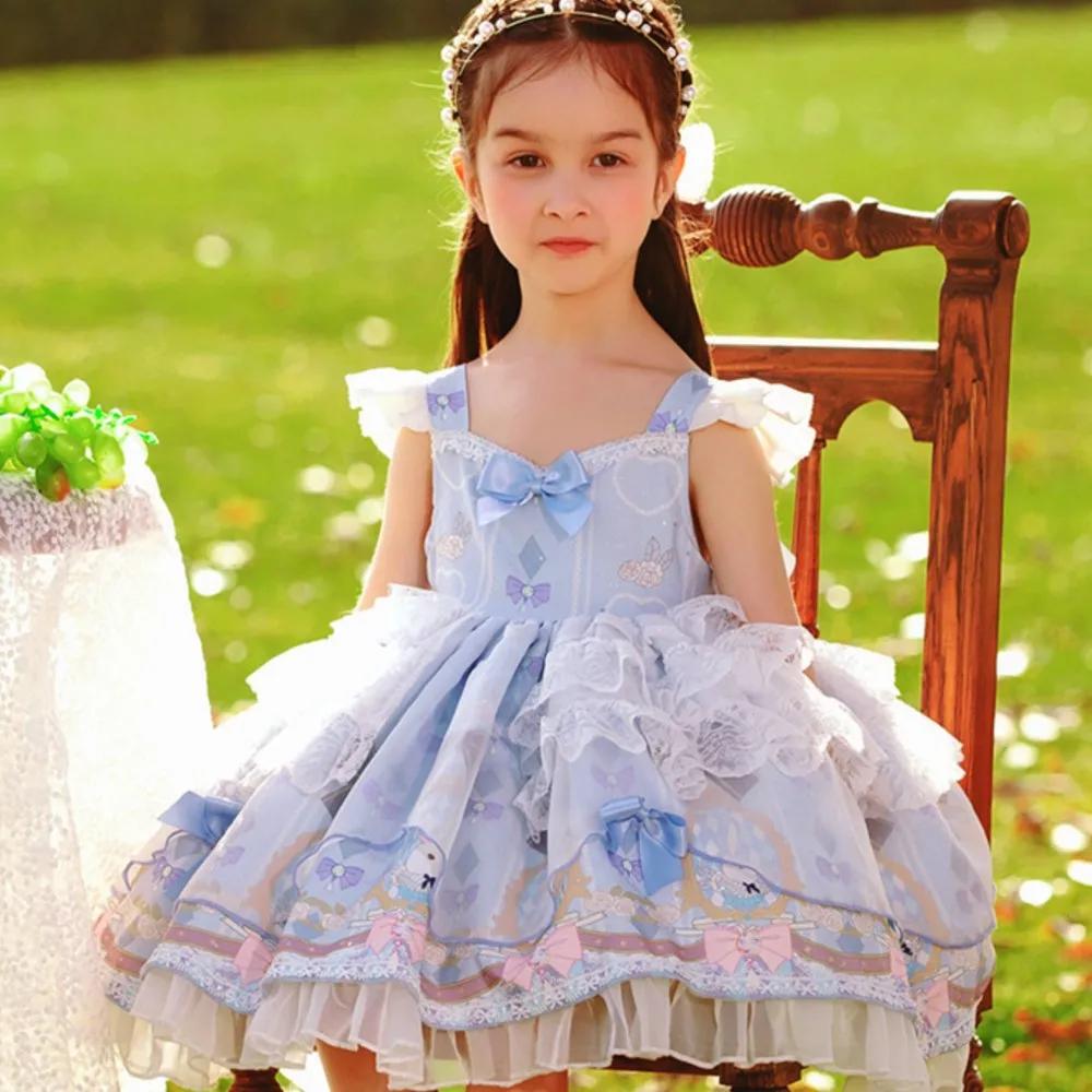 

Summer New Lolita Cute Children's Dress Girl's Cartoon Fluffy Sleeveless Dress vestidos nena fiesta