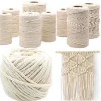 Macrame Cord 1/2/3/4/5/6/8/10mm Natural Cotton Twisted Macrame Rope String DIY Craft Knitting Making Plant Hangers Wall Hangings