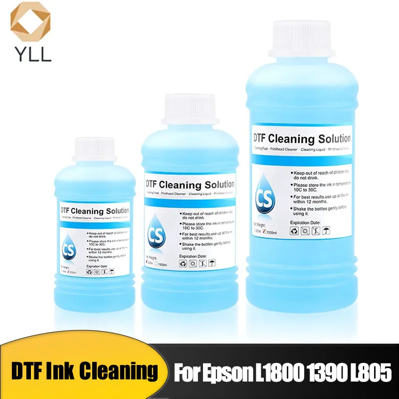 250/500/1000ml Strong Cleaning DTF Solution for Epson DX4 DX5 DX7 XP600 L1800 L805 L800 1390 I3200 DTF ink Cleaning Liquid