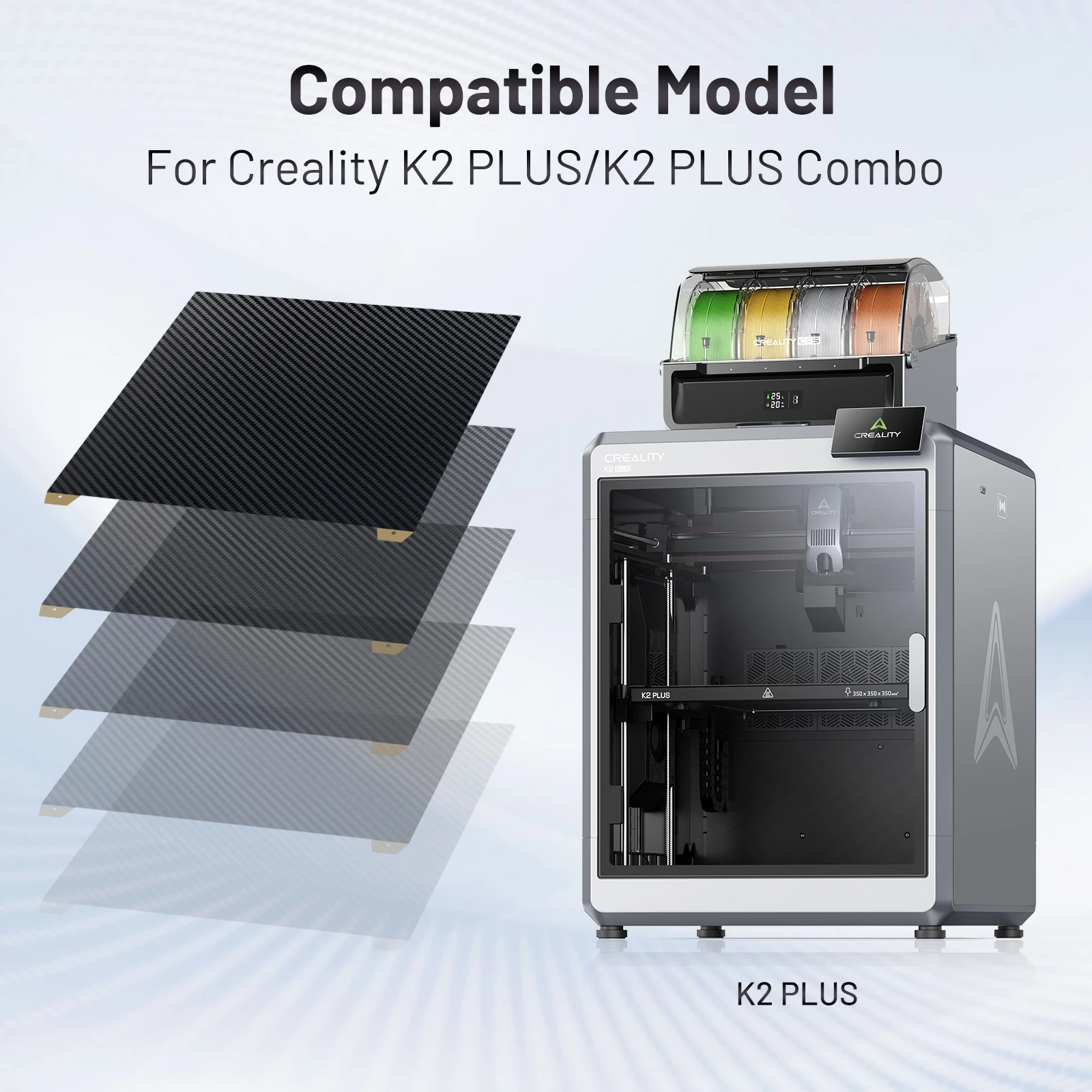 For Creality K2 PLUS build plate Textured PEI Smooth PEO PET 370x370mm Spring Steel Sheet For Creality k2 Plus Combo Heat Bed