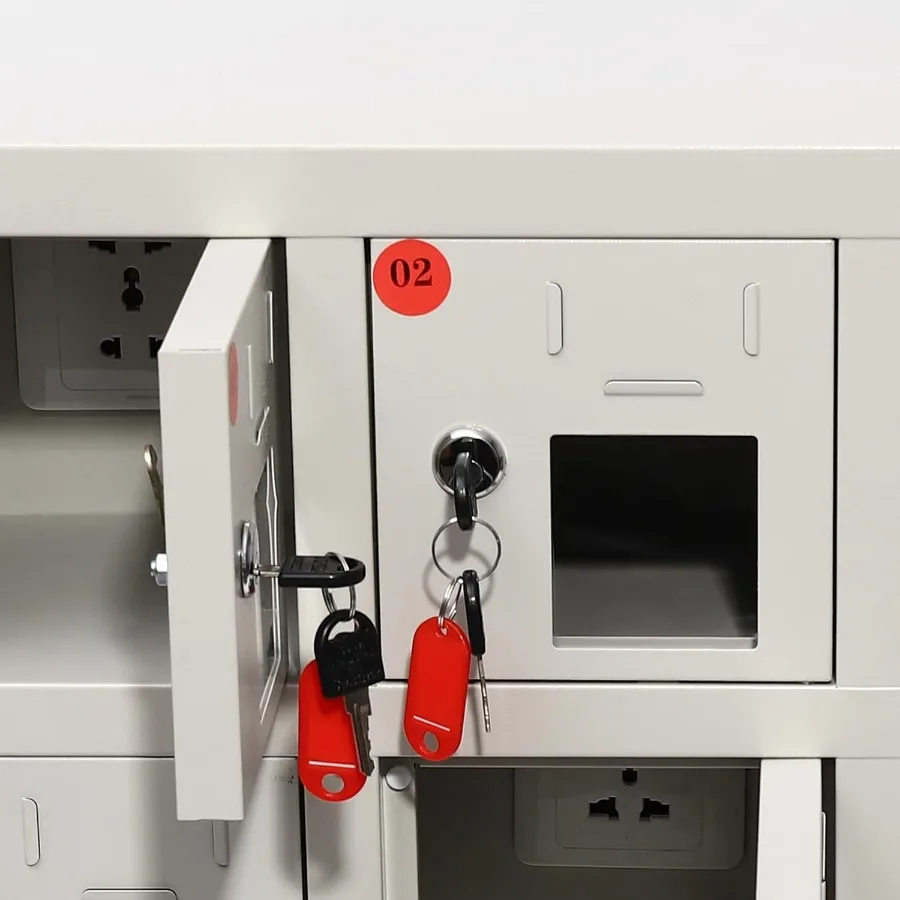 خزانة الهاتف الخليوي 9 Bays خزانة فولاذية للهاتف المحمول مع خزانة محطة شحن شاحن وقفل مفتاح للفصول الدراسية وEm