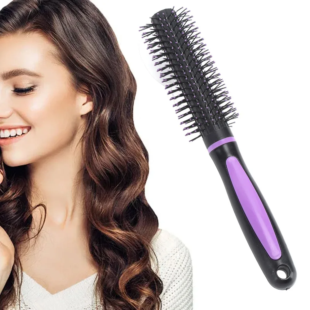 Slip Resistant Round Hair Brush Vent Brush 9 Row Comb Curling Roller Brush Household Styling Roller Comb For Salon Use