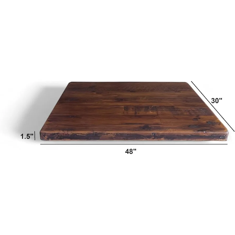 Rustic Reclaimed Wood Dining Table Top Dark Brown Matte Finish for Restaurants/Cafes/Home 30" x 48"