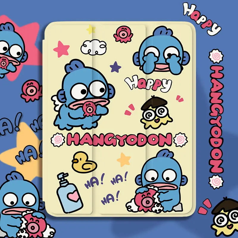 

Kawaii Sanrio Hangyodon чехол с гнездом для ручки для iPad Air 4 5 10.9 Чехол 7/8/9th Gen 10,2 Mini 6 5 iPad Pro 11 12,9 силиконовый чехол