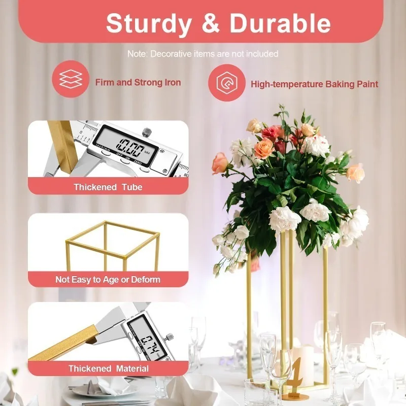 

【Popular】10pcs 60cm Gold Flower Vase Floor Vases, Column Stand Metal Road Lead Wedding Table Centerpiece Rack For Party Decorat