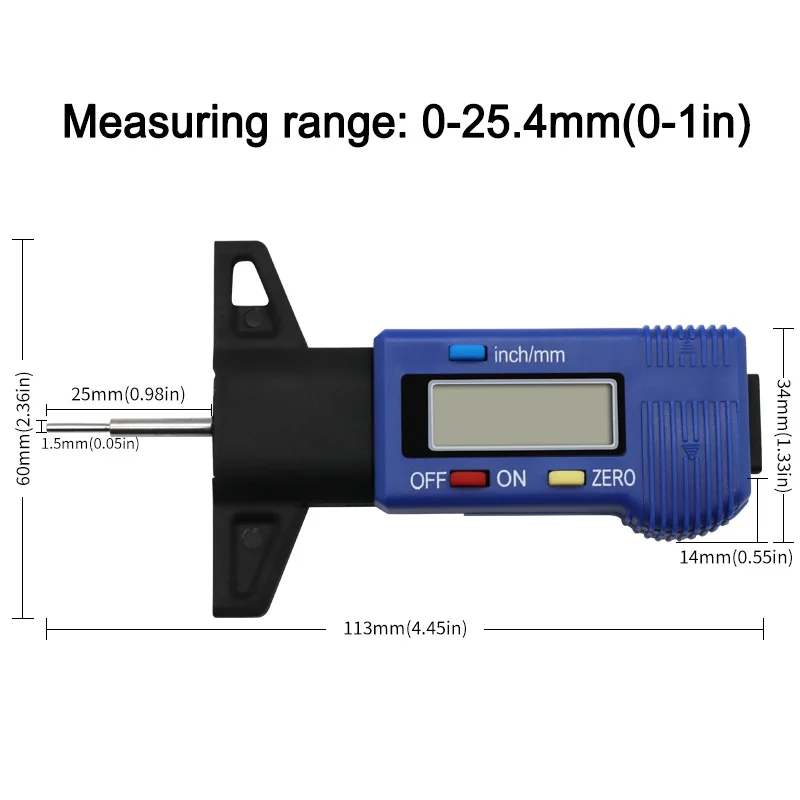 Thickness Gauges Digital CarTyre Tire Tread Depth Gauge Meter Measurer Tool Caliper Tread Brake Pad Shoe Tire Monitoring System