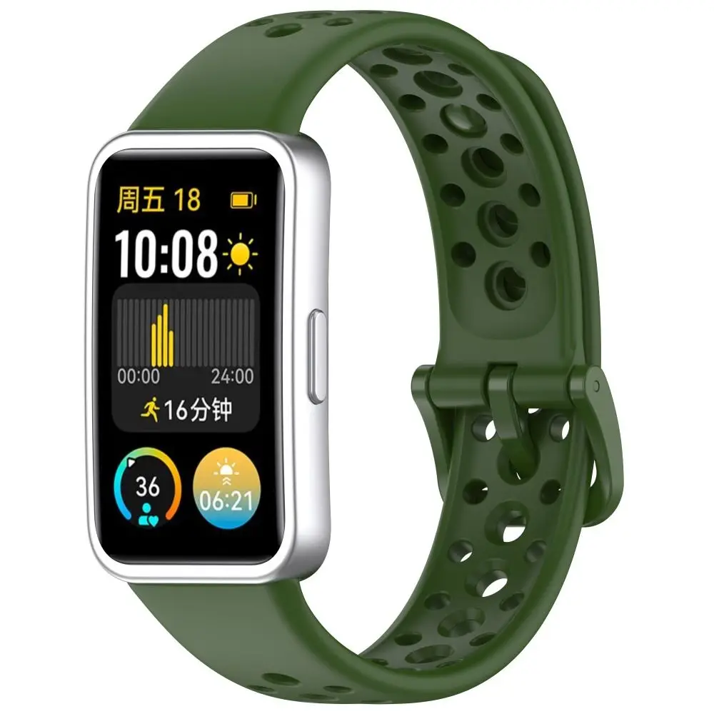 Silicone Watch Strap For Huawei Band 9/8 Breathable Smart Watchband Replacement Bracelet
