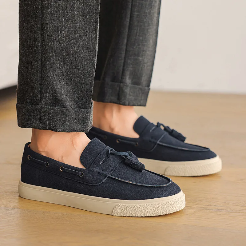 Brand Khaki Suede Men's Loafers Tassel Fashion Leather Casual Shoes For Man Autumn Lightweight Flats Slip-on Shoes Man Moccasins - Image 6